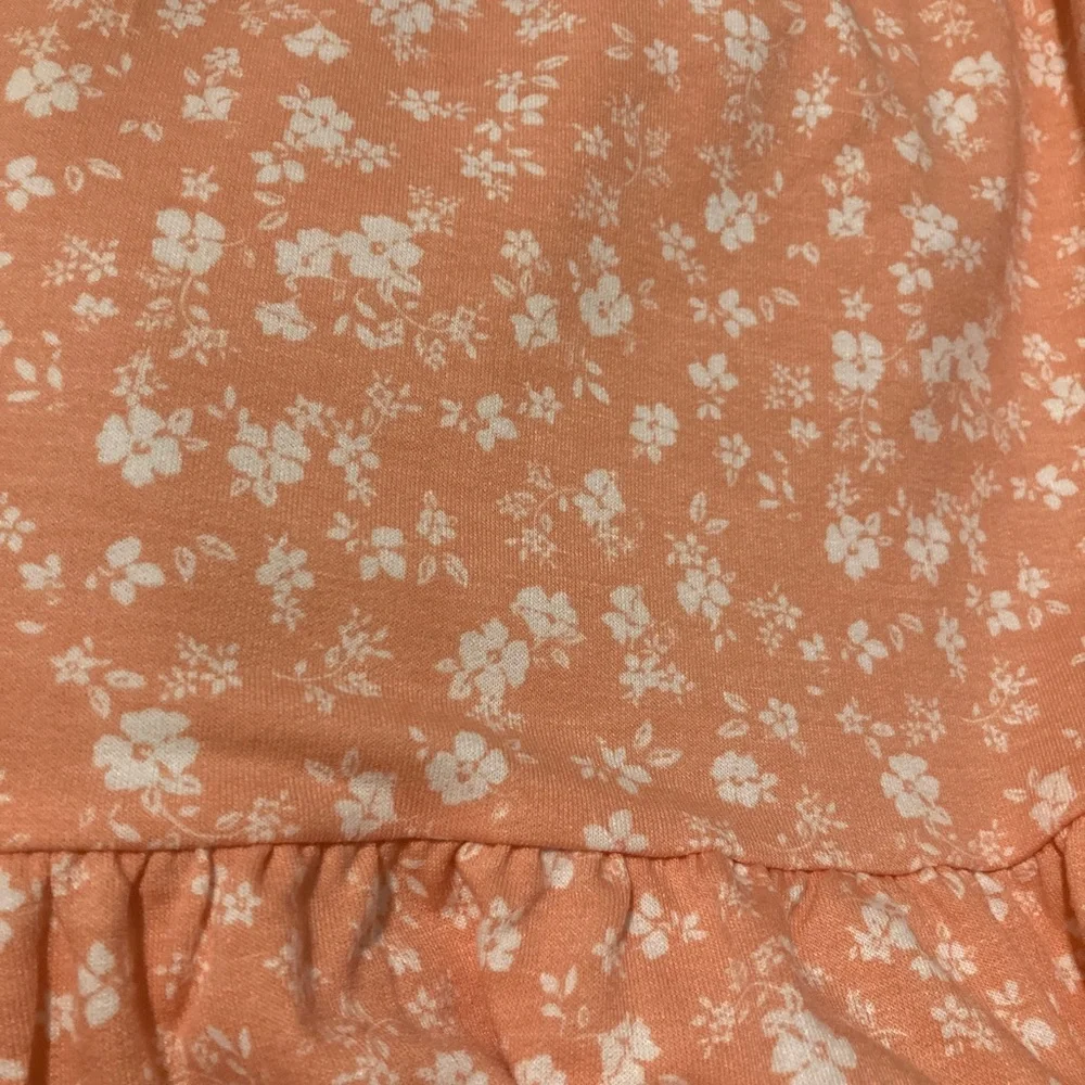 Xxl tiered dress peach pastel white mini floral flower como vintage - Picture 5 of 6